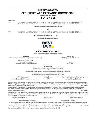 Thumbnail Best Buy Quarterly Report 2021-q3