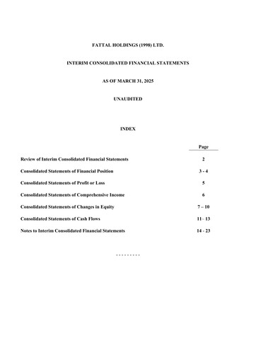 Miniature Fattal Holdings (Leonardo Hotels) Bilan financier 2025-q1