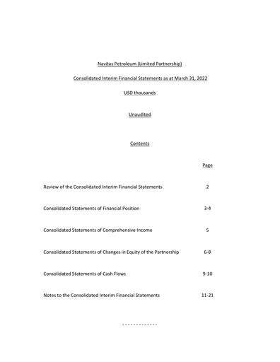 Thumbnail Navitas Petroleum Quarterly Report 2022-q1