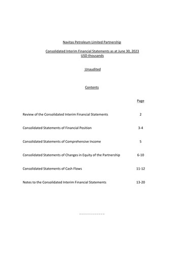 Thumbnail Navitas Petroleum Quarterly Report 2023-q2