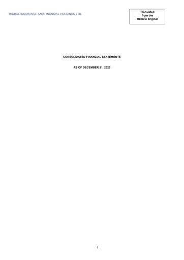 Thumbnail Migdal Insurance and Financial Holdings Financial Statement 2020