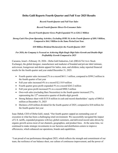 Vorschaubild Delta Galil Industries Finanzbericht 2025