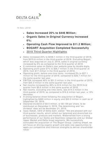 Vorschaubild Delta Galil Industries Quartalsbericht 2019-q3