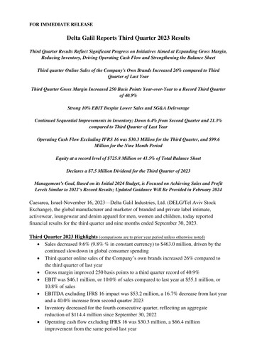 Vorschaubild Delta Galil Industries Quartalsbericht 2023-q3