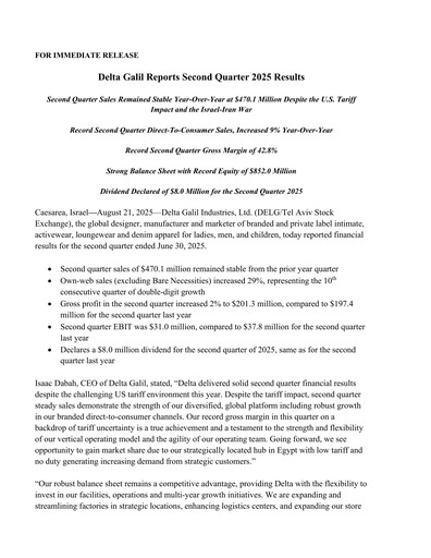 Vorschaubild Delta Galil Industries Quartalsbericht 2025-q2