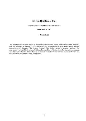 Thumbnail Electra Real Estate Financial Report 2023-h1