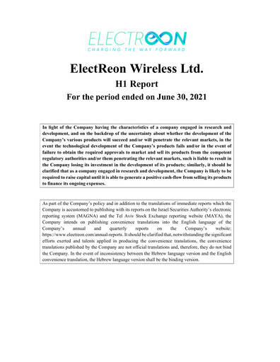 Vorschaubild Electreon Wireless Quartalsbericht 2021-q2