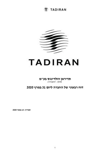 Miniature Tadiran Group Rapport trimestriel 2020-q1