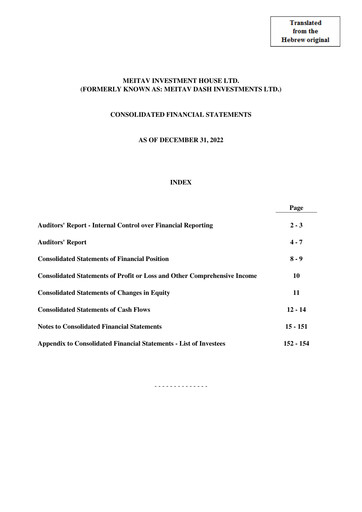 Thumbnail Meitav Investment House Financial Statement 2022