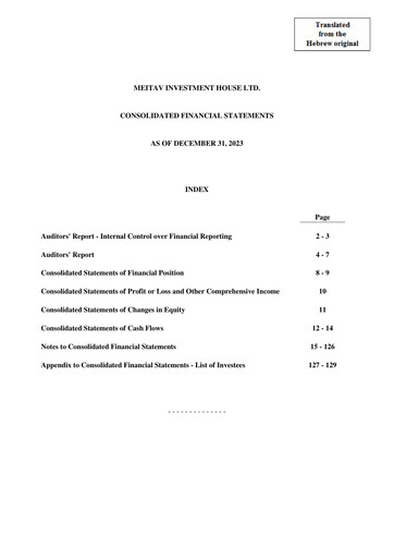 Thumbnail Meitav Investment House Financial Statement 2023