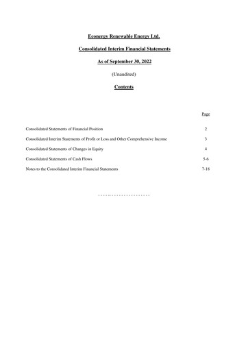 Thumbnail Econergy Renewable Energy Financial Statement 2022-9m