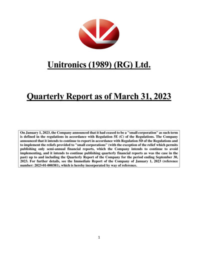 Thumbnail Unitronics Quarterly Report 2023-q1