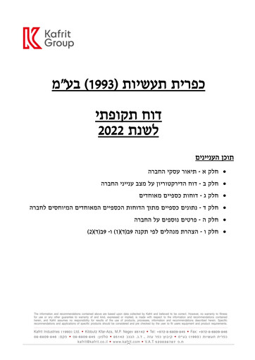 Thumbnail Kafrit Industries Annual Report 2022