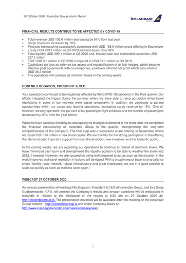 Vorschaubild Icelandair Quartalsbericht 2020-q3