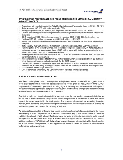 Vorschaubild Icelandair Quartalsbericht 2021-q1