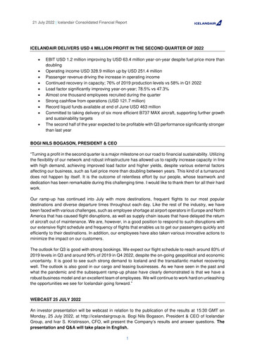 Vorschaubild Icelandair Quartalsbericht 2022-q2