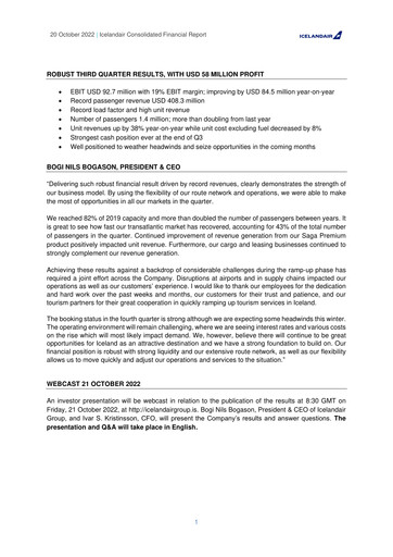 Vorschaubild Icelandair Quartalsbericht 2022-q3