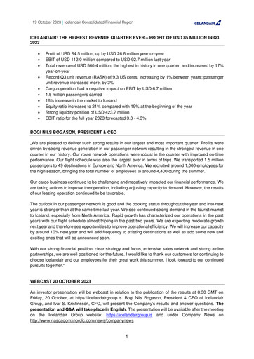 Vorschaubild Icelandair Quartalsbericht 2023-q3