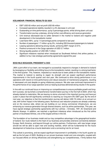 Vorschaubild Icelandair Quartalsbericht 2024-q3