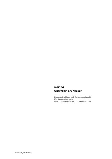 Vorschaubild H&K AG (Heckler & Koch) Finanzmitteilung 2019