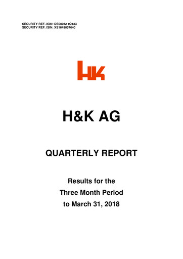 Miniature H&K AG (Heckler & Koch) Rapport trimestriel 2018-q1