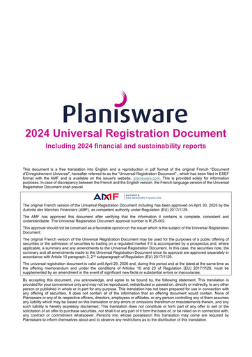 Thumbnail Planisware Universal Registration Document 2024
