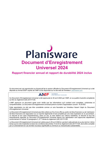 Thumbnail Planisware Universal Registration Document 2024