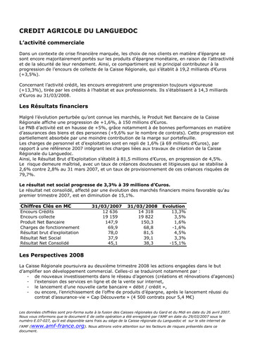 Thumbnail Caisse Régionale de Crédit Agricole Mutuel du Languedoc Quarterly Report 2008-q1