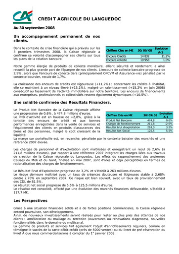 Thumbnail Caisse Régionale de Crédit Agricole Mutuel du Languedoc Quarterly Report 2008-q3