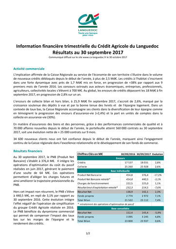 Thumbnail Caisse Régionale de Crédit Agricole Mutuel du Languedoc Quarterly Report 2017-q3