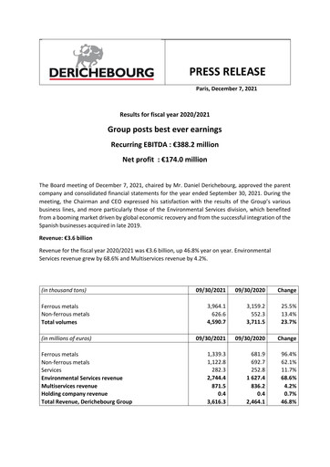 Miniature Derichebourg Rapport financier 2020-2021