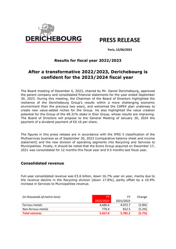 Miniature Derichebourg Rapport financier 2022-2023