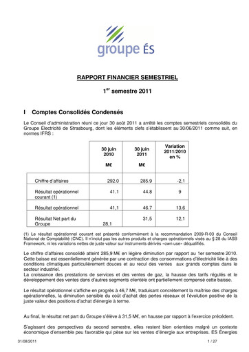 Thumbnail Électricite de Strasbourg Half-year Report 2011-h1