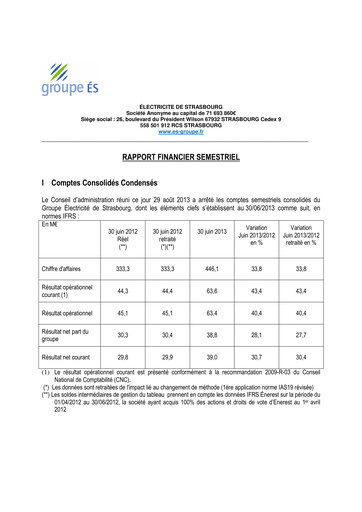 Thumbnail Électricite de Strasbourg Half-year Report 2013-h1