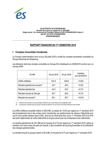 Thumbnail Électricite de Strasbourg Half-year Report 2016-h1