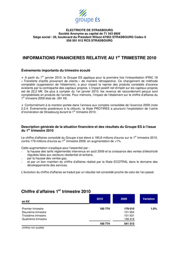 Thumbnail Électricite de Strasbourg Quarterly Report 2010-q1