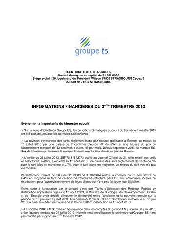 Thumbnail Électricite de Strasbourg Quarterly Report 2013-q3