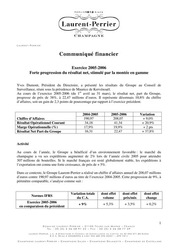 Thumbnail Laurent-Perrier Financial Report 2005-2006