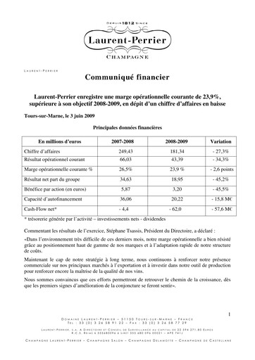Thumbnail Laurent-Perrier Financial Report 2008-2009