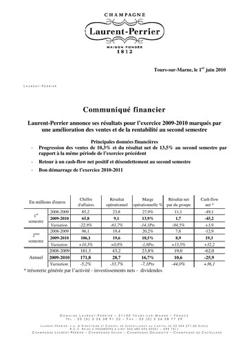 Thumbnail Laurent-Perrier Financial Report 2009-2010