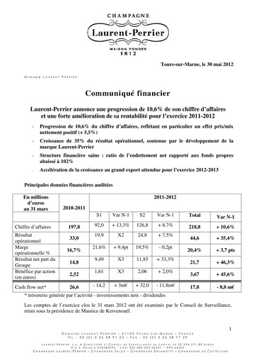 Thumbnail Laurent-Perrier Financial Report 2011-2012