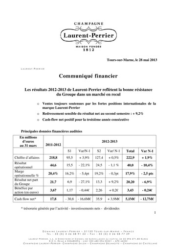 Thumbnail Laurent-Perrier Financial Report 2012-2013