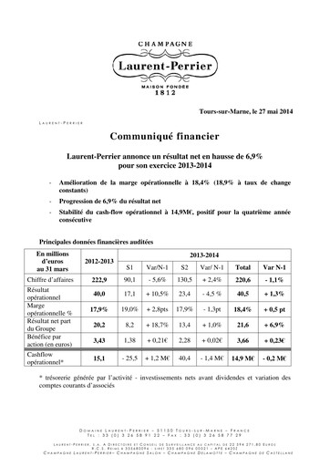 Thumbnail Laurent-Perrier Financial Report 2013-2014