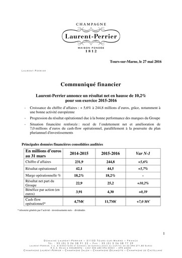 Thumbnail Laurent-Perrier Financial Report 2015-2016