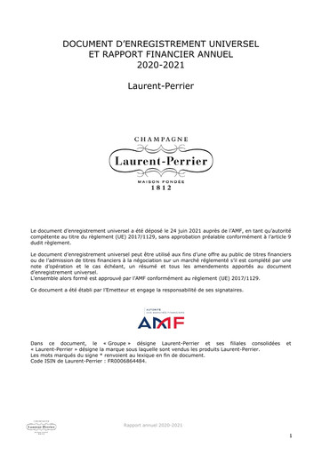 Thumbnail Laurent-Perrier Universal Registration Document 2020-2021