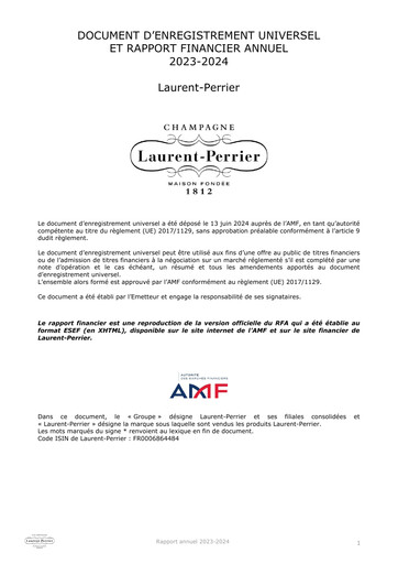 Thumbnail Laurent-Perrier Universal Registration Document 2023-2024