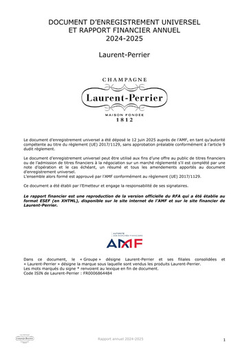 Thumbnail Laurent-Perrier Universal Registration Document 2024-2025