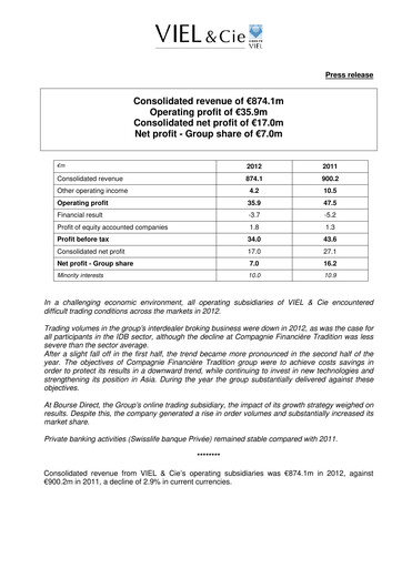 Thumbnail VIEL & Cie Financial Report 2012