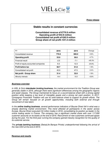Thumbnail VIEL & Cie Financial Report 2016