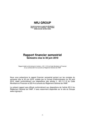 Thumbnail NRJ Group Financial Report 2010-h1
